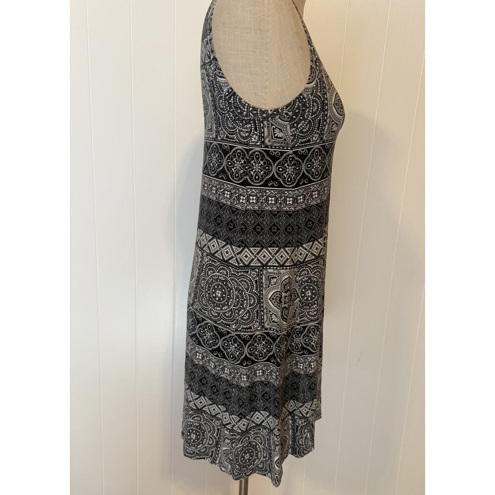 LOFT Outlet Dress Womens Medium Petite Black White Sleeveless Geometric Boho - Picture 8 of 10